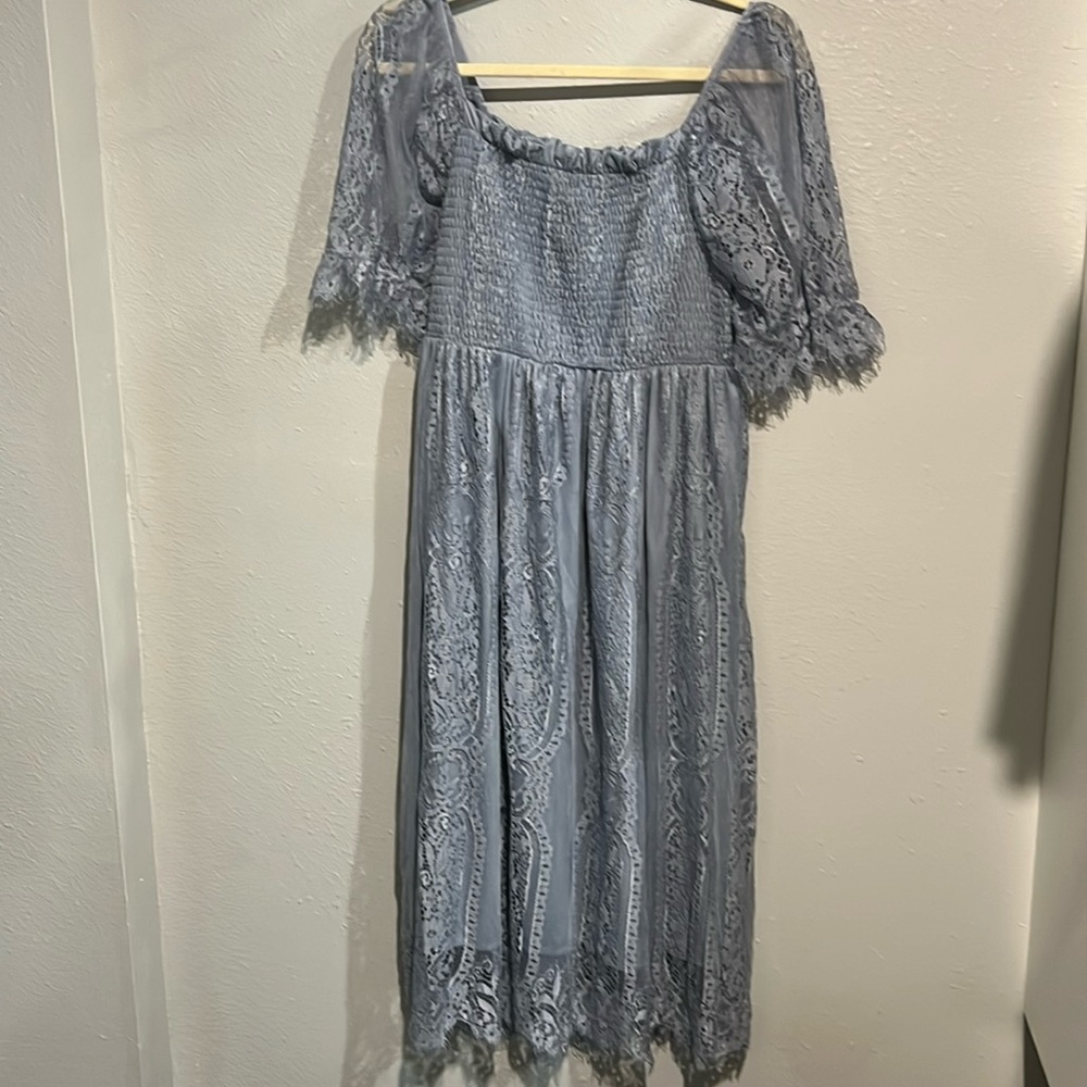 Blue Lace maternity dress